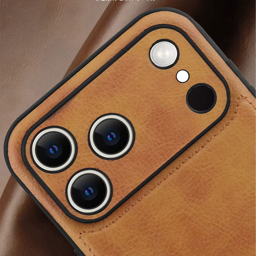SZMUGUA Vintage PU-Leder Handyhülle für iPhone, Stoßfeste Business-Rückabdeckung in Braun - Bild 1