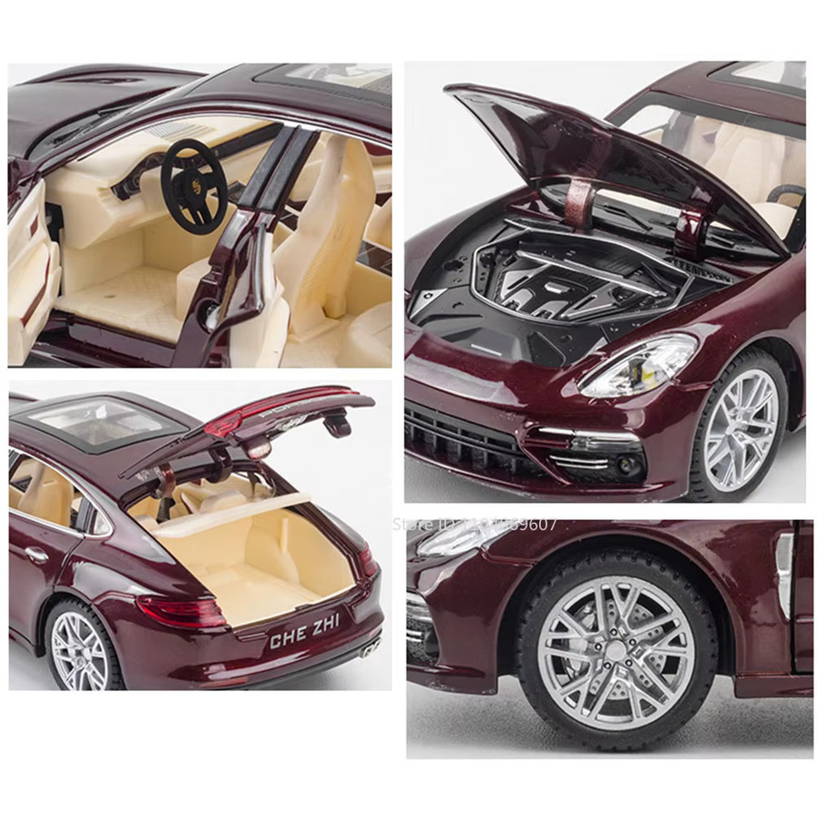 MAKEDA Panamera Miniaturauto-Modellspielzeug, Maßstab 1:24, Metall, Rot - Bild 3