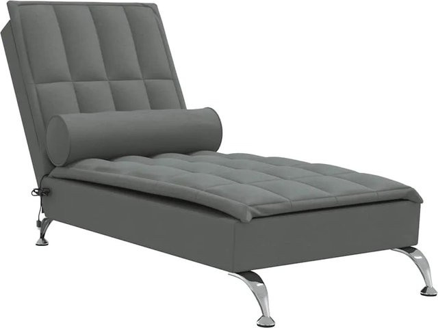 vidaXL Massage-Chaiselongue mit Nackenrolle in Dunkelgrau aus Stoff - Bild 1
