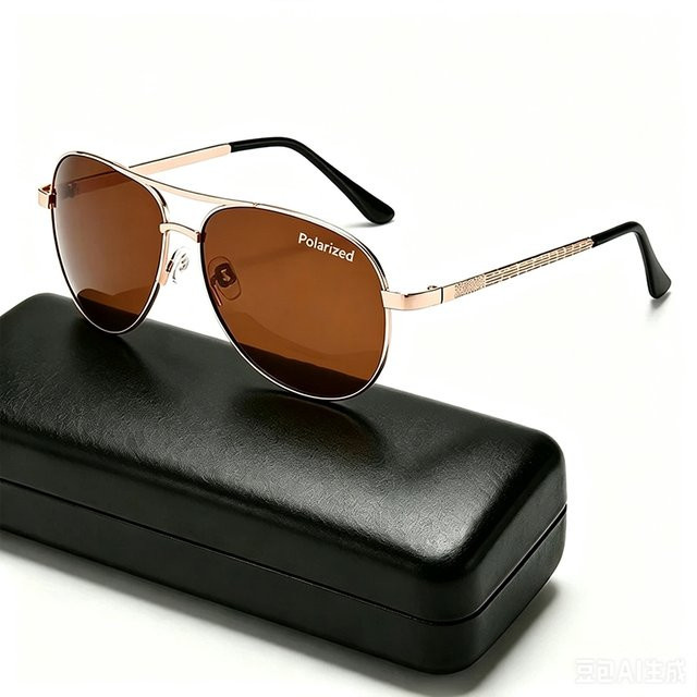 Pilot Polarisierte Sonnenbrille für Herren, Metall, Vollrand, braun - Bild 1