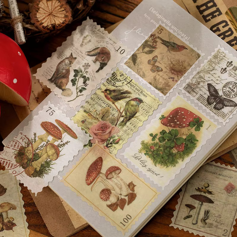 60 Blatt Vintage-Stempel-Aufkleber-Set mit Poststempelmuster in Multicolour für Tagebuch, Scrapbook und DIY-Bastelarbeiten aus Papier - Bild 2