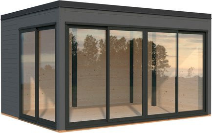 Palmako Gartenhaus Serena Slide aus Holz mit Pultdach in Dunkelgrau, B: 420 cm, T: 320 cm - Bild 3