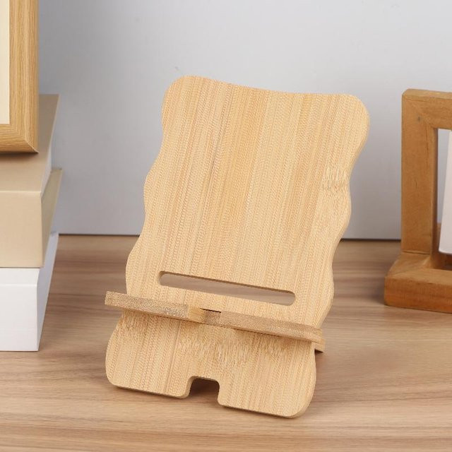 Universeller multifunktionaler Handy- und Tablet-Ständer aus Holz in Braun - Bild 1
