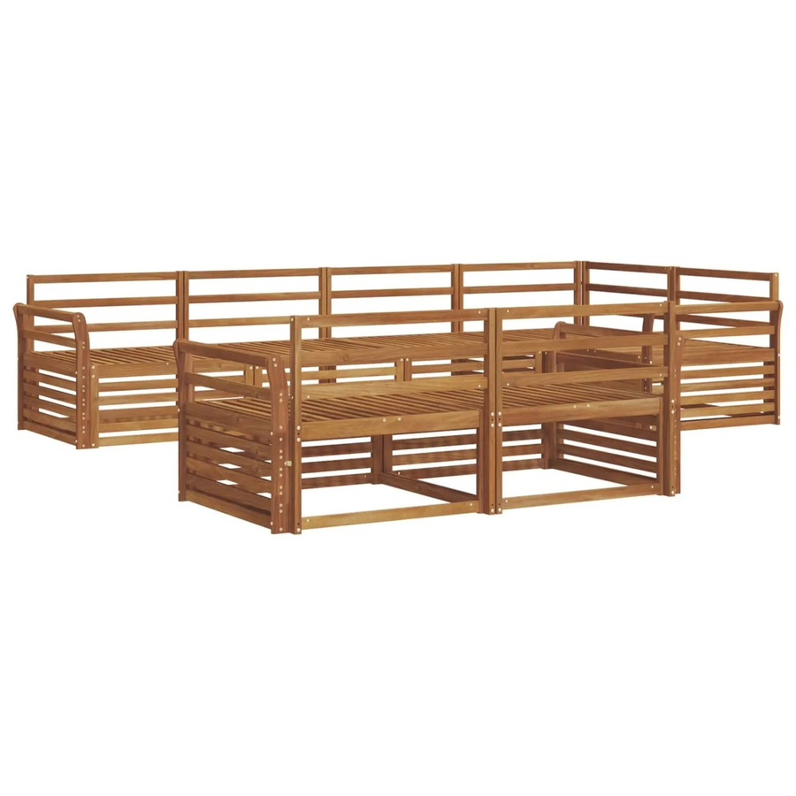 vidaXL Outdoor-Sofagarnitur 7-teilig aus Akazienholz in Braun mit modernem L-Shape Design - Bild 2