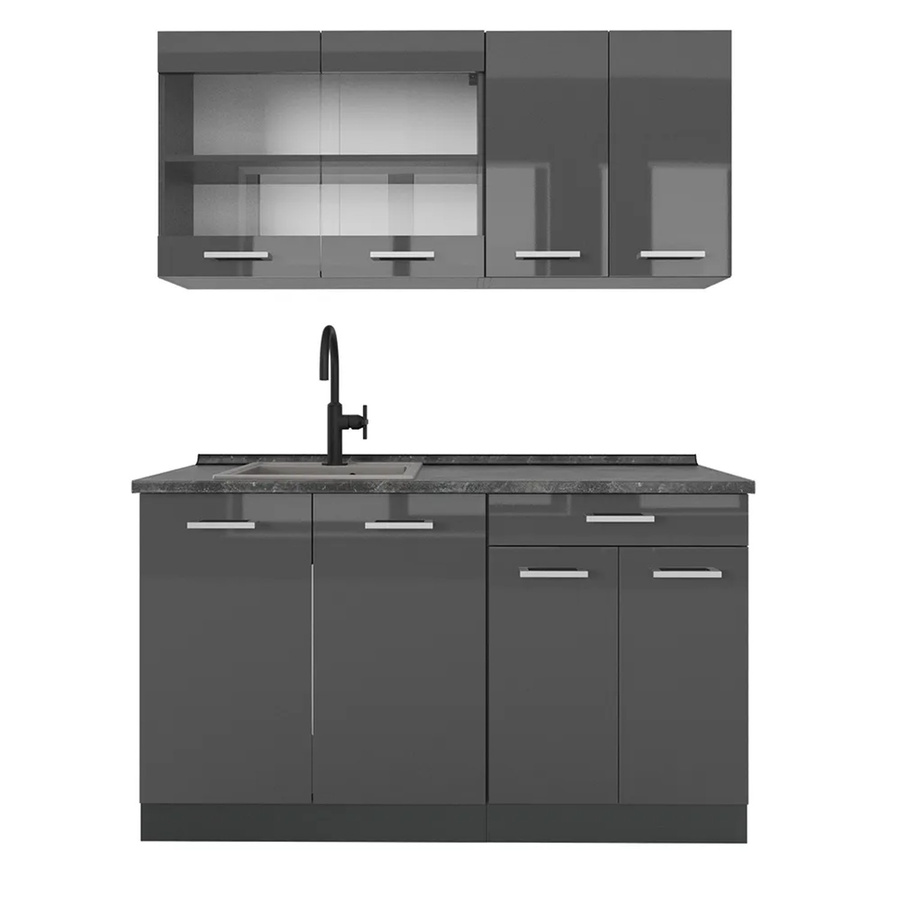 Vicco R-Line Singleküche Anthrazit Hochglanz Breite: 140 cm - Bild 2