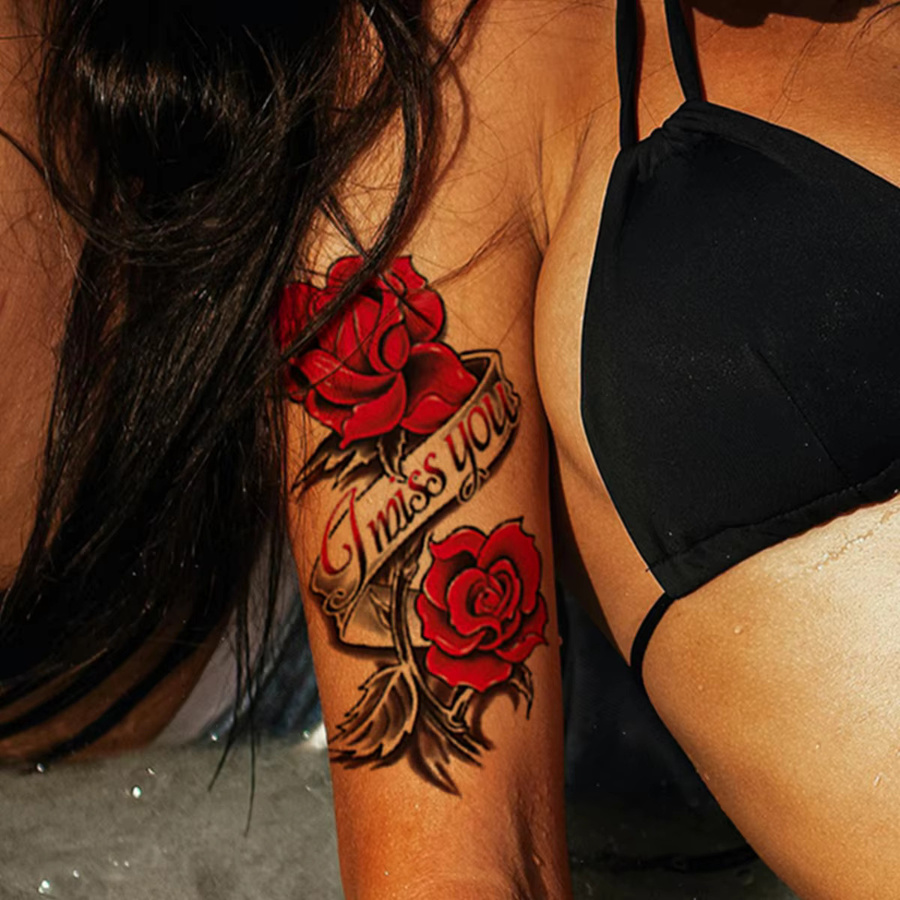 ROCOOART Tattoo Aufkleber Flora Rose, 6 Stück, Kinder & Frauen - Bild 4