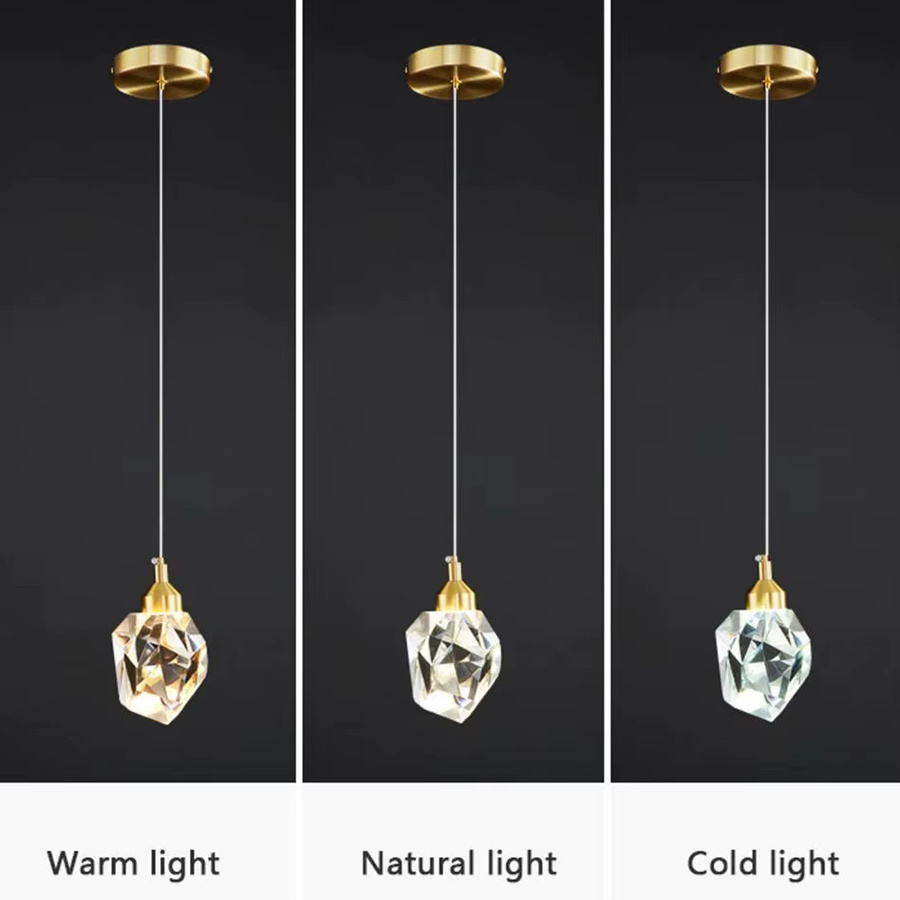 IRALAN Moderne Kristall und Stein Pendelleuchte in Gold/Messing mit warmweißem Licht für Wohnzimmer und Esszimmer - Bild 2
