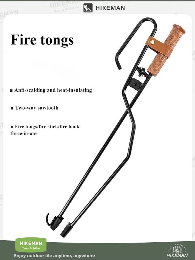 SmiloDon 3-in-1 Camping-Feuerzange in Schwarz für Outdoor und Kochen - Bild 2