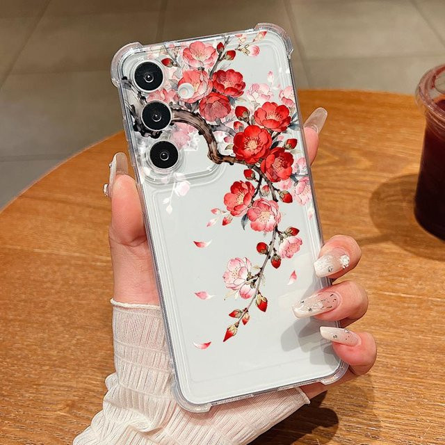 Transparente Silikon-Handyhülle mit Pfirsichblütenmuster für Samsung Galaxy A55 A54 A35 A25 A15 A16 A17 A26 A36 A37 A56 - Bild 1