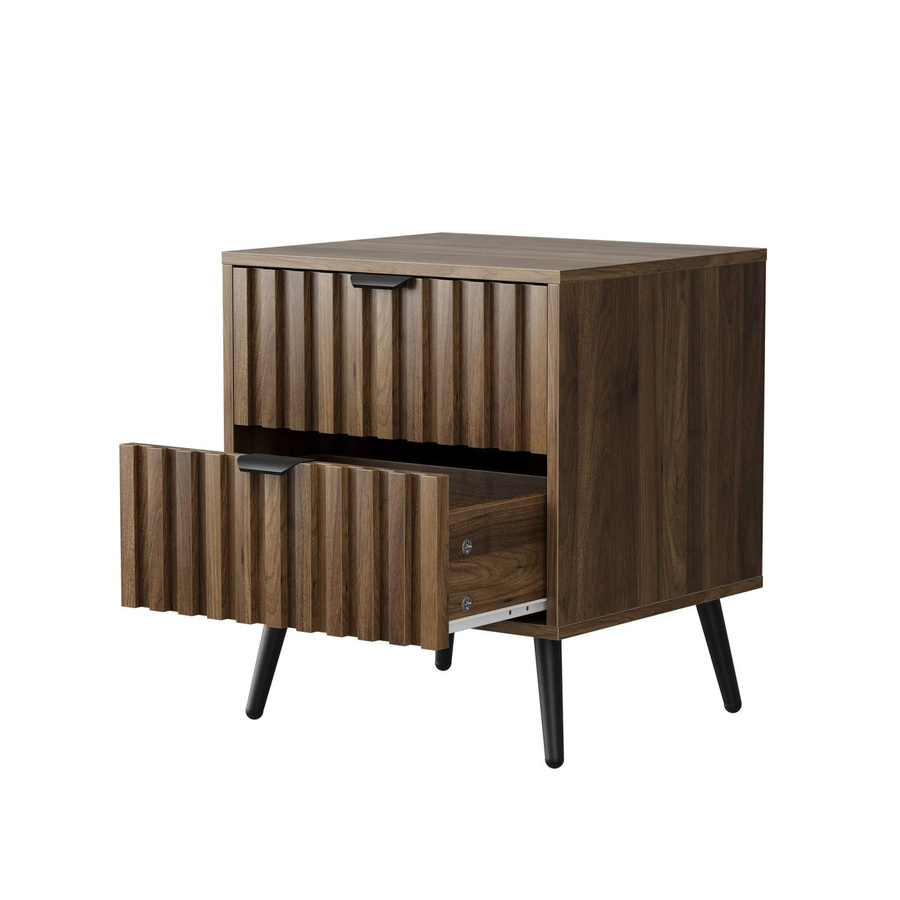 okwish Nachttisch mit zwei Schubladen für das Schlafzimmer in Braun, B/T/H: 45 x 40 x 53 cm - Bild 2