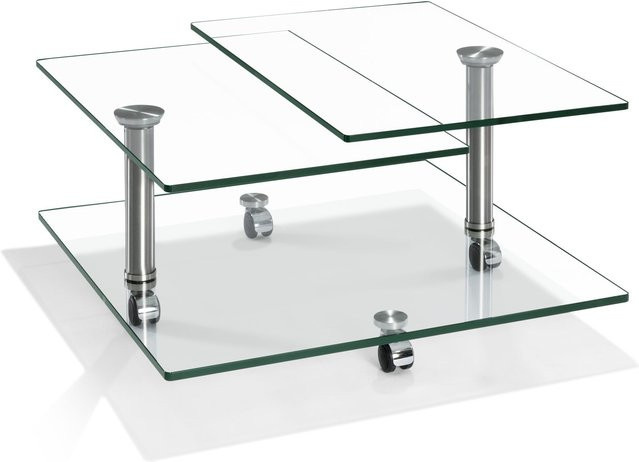 Couchtisch HASSE 8396EK in Silber und Transparent mit Glasplatte und Rollen, B/T/H: 148 x 80 x 42 cm - Bild 1
