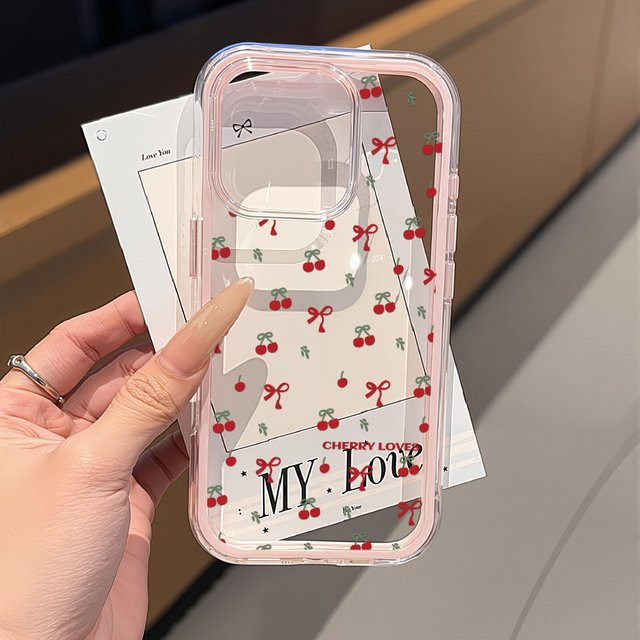 Stoßfeste 2 in 1 Handyhülle im Candy Color Design für Apple iPhone 17 Pro, 16, 15, 14, 13, 12 und 11 Pro Max sowie 17 Air in Kirsche Pink Transparent - Bild 1
