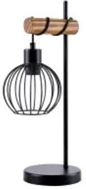 NETTLIFE Vintage Tischlampe im Industriedesign aus schwarzem Metall und Holz, E27, Höhe: 46,0 cm - Bild 1