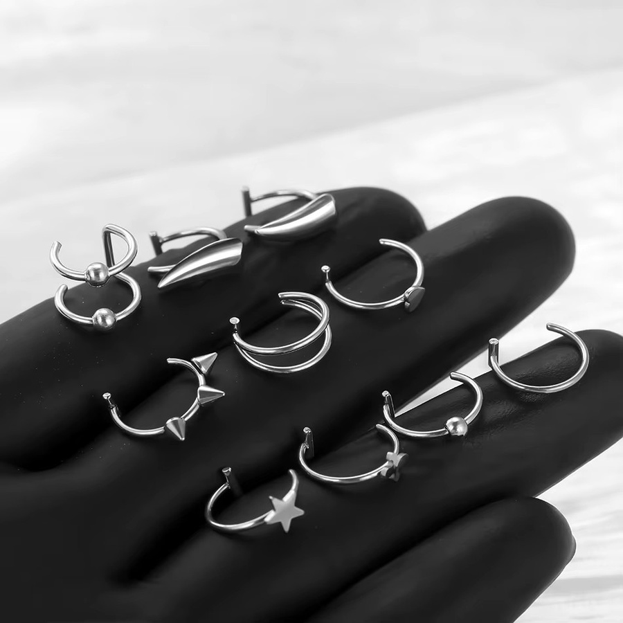 SWANJO Nasenring Edelstahl, Silber, Unisex, Punk - Bild 3