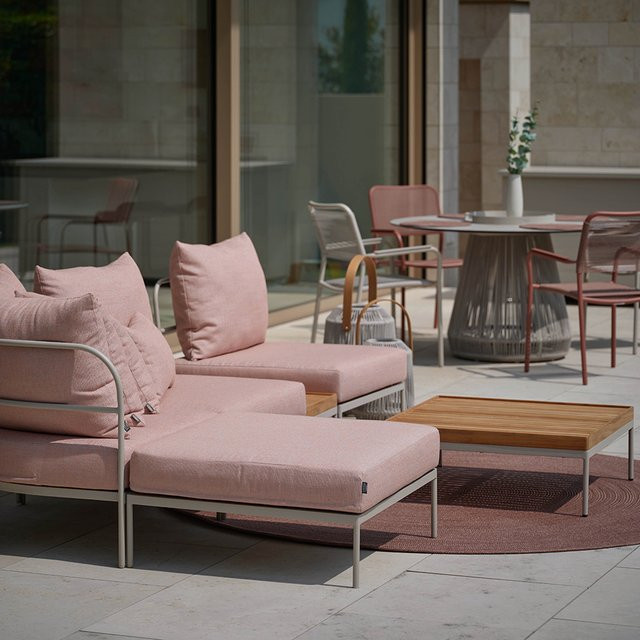 Stern Coco Loungeset 6-teilig in Greige mit Lychee Kissen aus 100% Polyacril und Teakholz - Bild 1
