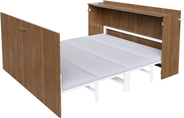 Merax Schrankbett Klappbett in Weiß mit Metall und Holz, B/T/H: 208,5 x 140 x 80,5 cm - Bild 1