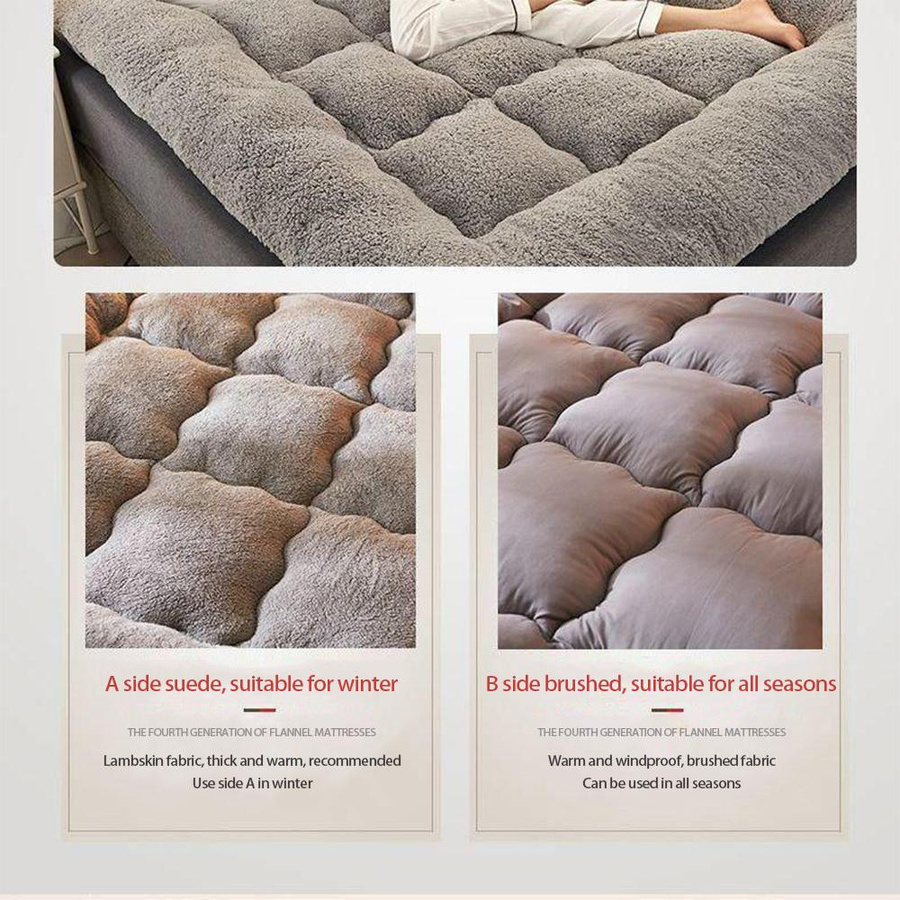 Dicke Matratzenauflage aus Lammfellimitat in Kaffeebraun, B/B: 180 x 220 cm - Bild 4