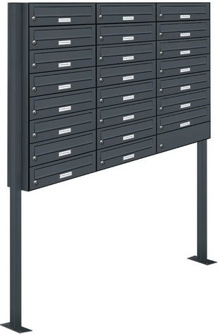 AL Briefkasten-System für 23 Parteien, freistehend, grau, B/H/T: 122,9 x 170 x 27,5 cm - Bild 1