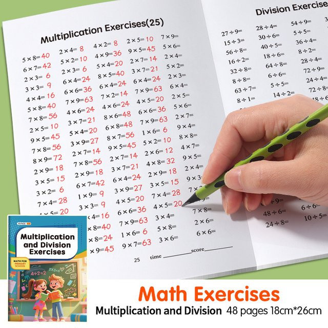 Lee's Sharing Mathematik-Arbeitsbuch für Kinder mit 99 Übungen zu Multiplikation und Division, 48 Seiten, Mehrfarbig - Bild 1