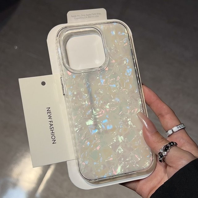RPKKS Glitzer-Muschelschalen iPhone Hülle mit Marmor-Design und Stoßschutz für iPhone 17, 16, 15, 14, 13, 12, 11 Pro Max und Plus Modelle - Bild 1