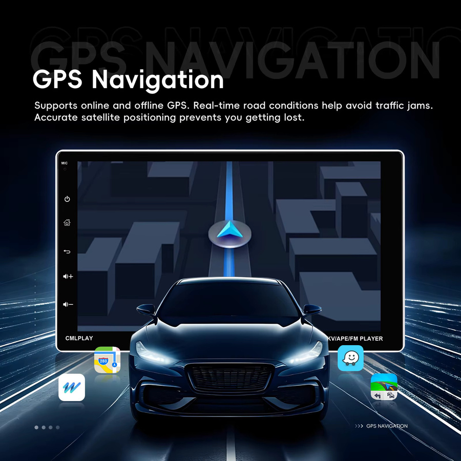 Podofo 9 Zoll Universal Android 15.0 Autoradio mit Wireless Carplay, Android Auto, WIFI, Bluetooth, DAB+ und Rückfahrkamera in Schwarz - Bild 4