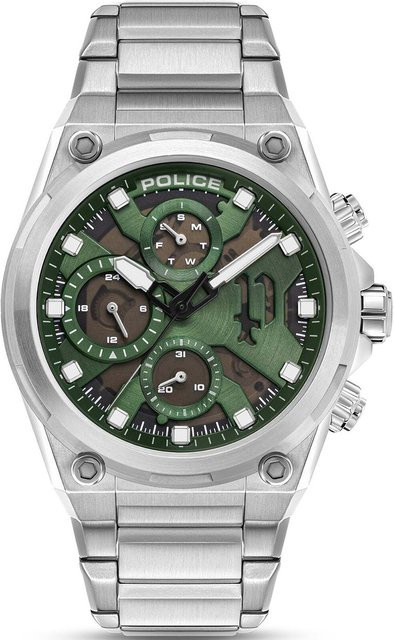 Police Herrenuhr Airflow, Quarz, Edelstahl, Grün, 43 mm, 5 ATM - Bild 1