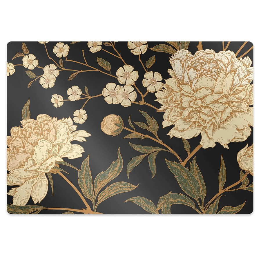 Tulup Bodenschutzmatte Weiße Pfingstrose für Schreibtischstühle und Teppiche, B/T: 120 x 90 cm, Grau/Mehrfarbig - Bild 2