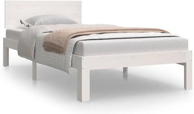 vidaXL Massivholzbett aus Kiefer in Weiß, Modernes Singlebett für Kinder, B/T/H: 90 x 190 cm - Bild 1