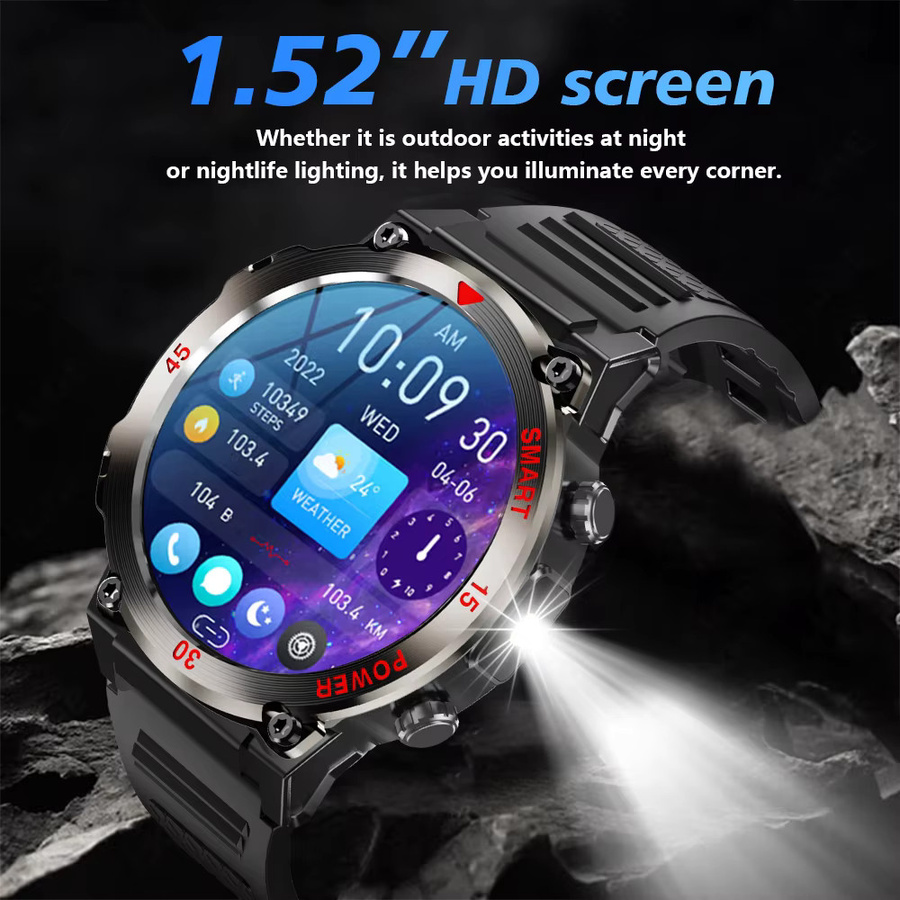 LAXASFIT Smartwatch, Herren, Schwarz, Silikon, Bluetooth, Rund - Bild 3