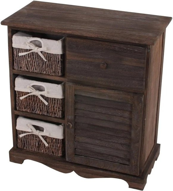 MCW Kommode mit 3 Körben im Shabby-Look aus Paulownia Holz in Braun, B/T/H: 63 x 30 x 60 cm - Bild 2