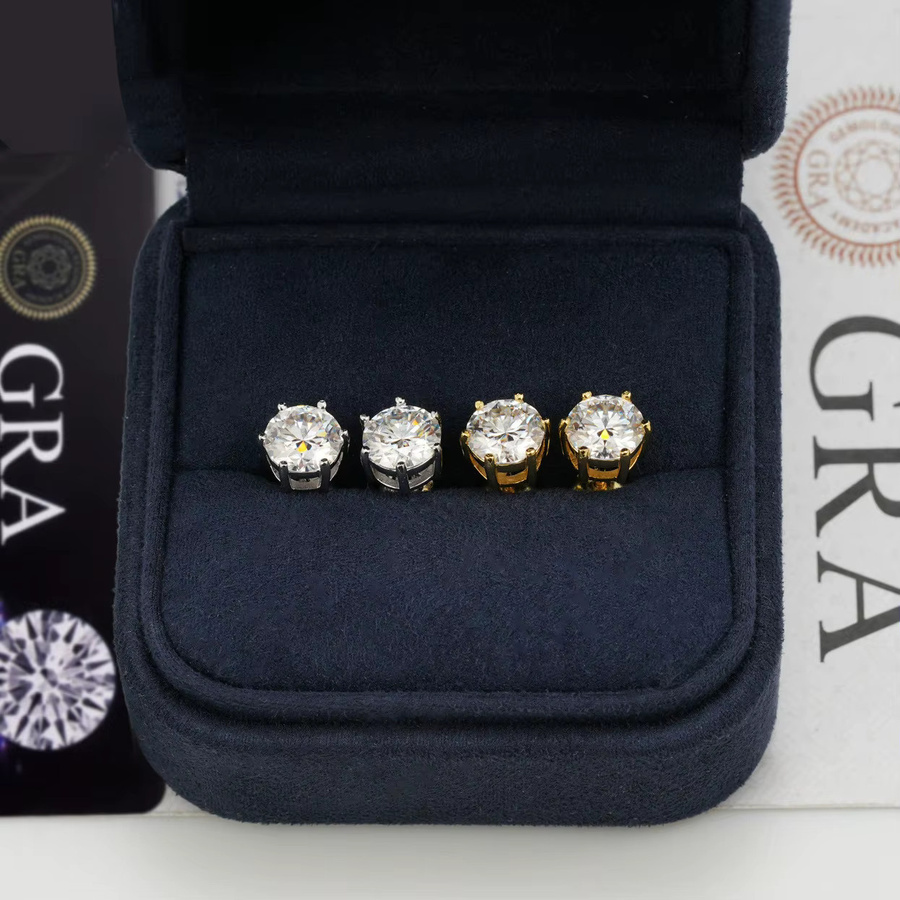 BIJOX STORY Ohrstecker Moissanit, 925 Silber, Vergoldet, Diamant - Bild 1