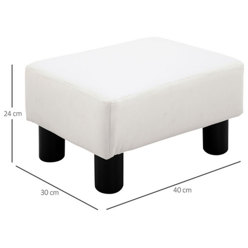 Aosom Chesterfield Fußhocker aus Kunstleder in Weiß, B/T/H: 40 x 30 x 24 cm - Bild 3