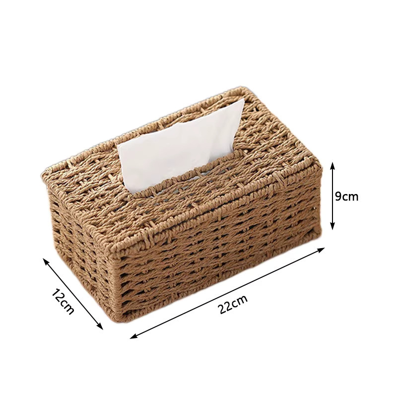 Handgefertigte gewebte Taschentuchbox von kevat vesi in Beige im Vintage-Design als Tischdekoration für dein Wohnzimmer - Bild 4