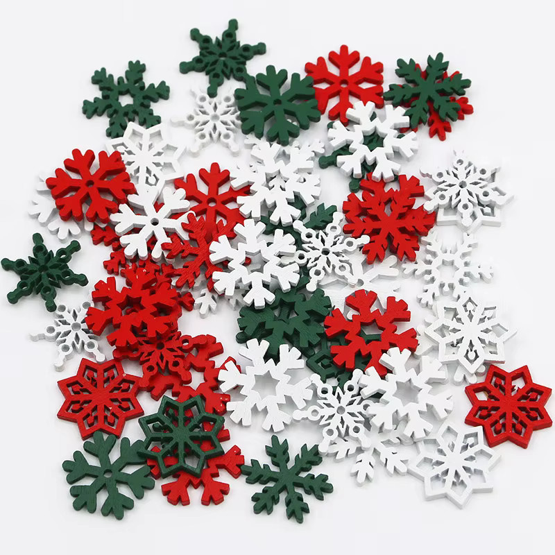 50 Stück Schneeflocken-Holzscheiben von ZQNYCY in Multicolor für DIY Bastelarbeiten, Weihnachten und Silvester Dekoration - Bild 7