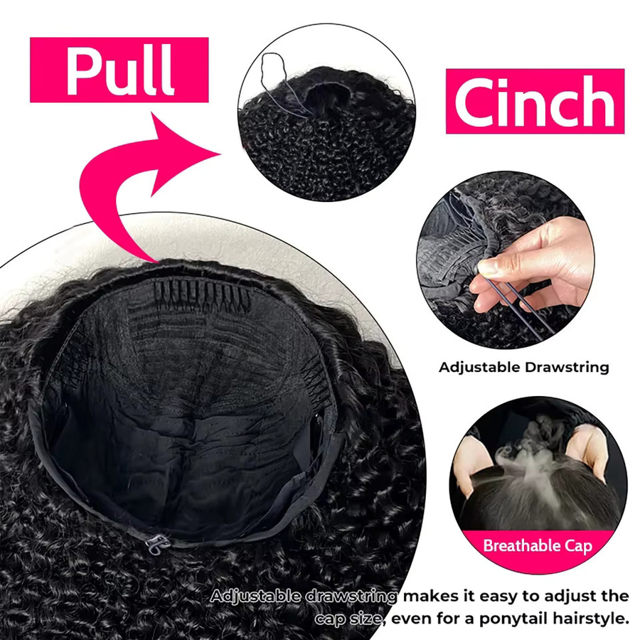 Dula A Hair Echthaar-Perücke, lockig, 250 Dichte, Clip-in - Bild 4