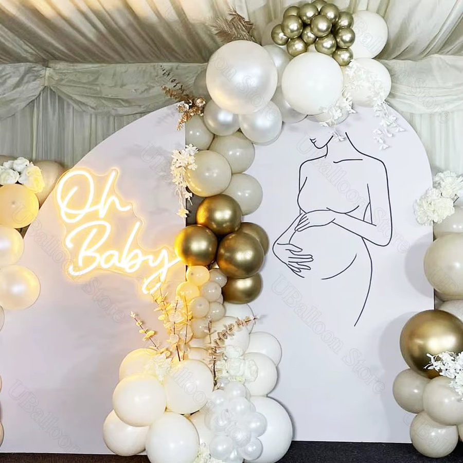 Aufkleber mit Motiv einer schwangeren Frau für Babypartys und Gender Reveal Dekoration in Gold und Weiß - Bild 3