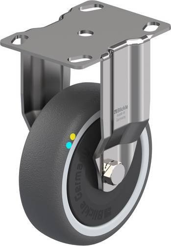 Blickle Bockrolle BKPXA-PATH 101KFD-ELS in Grau aus Edelstahl und Kunststoff mit 100 mm Rad-Durchmesser und 120 kg Tragfähigkeit - Bild 1