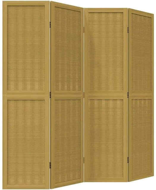 vidaXL 4-teiliger Raumteiler aus Paulownia-Massivholz und Bambus in Braun, H: 160 cm, B: 140 cm, T: 1,6 cm - Bild 1