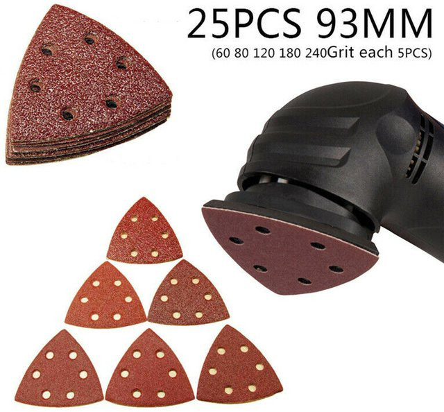 Vibratite Dreieck Schleifpapier Set mit 25 Teilen, 93 mm Schleifscheiben für Elektrowerkzeuge - Bild 1