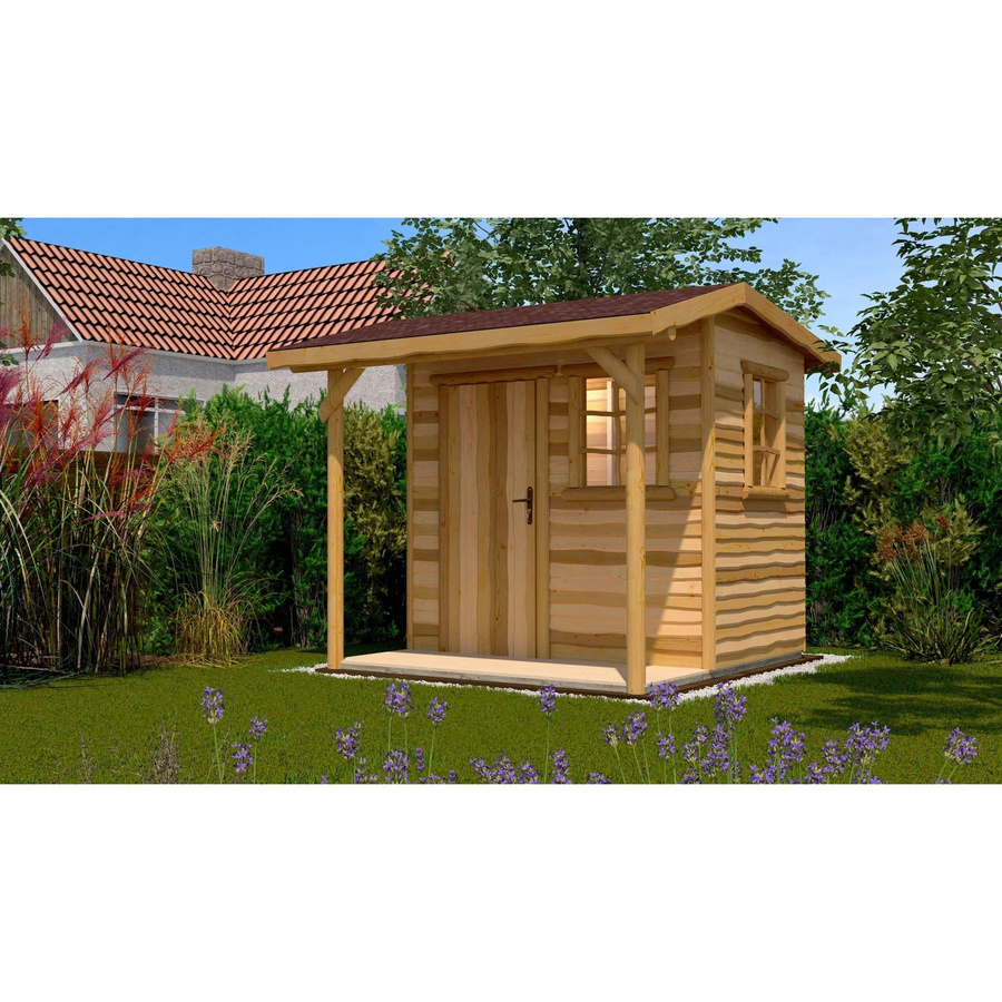 WEKA Gartenhaus 820 Gr.1 aus Holz mit Vordach und Fußboden in Beige, B/H/T: 287 x 251 x 174 cm - Bild 2