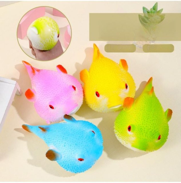 BC Pet Supplies Aufblasbarer Kugelfisch Squishy Rückprallspielzeug, Handquetschball - Bild 1