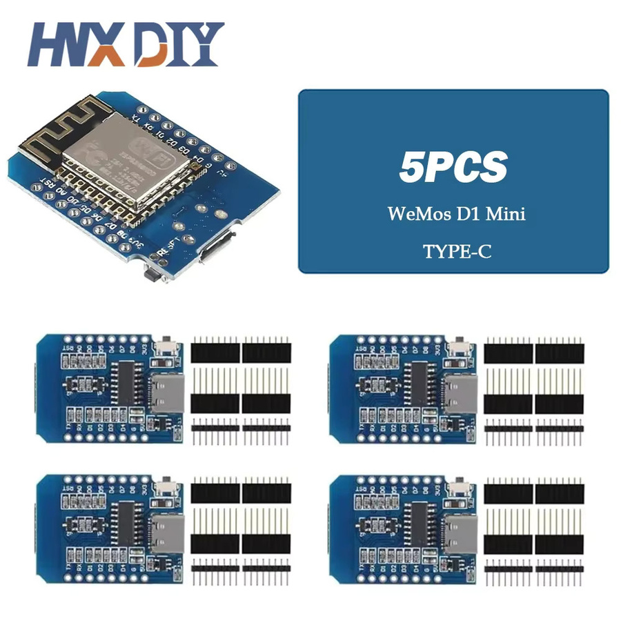 WeMos D1 Mini ESP8266 ESP-12F WiFi Entwicklung Board mit Type-C und Micro USB Anschluss in Blau - Bild 2