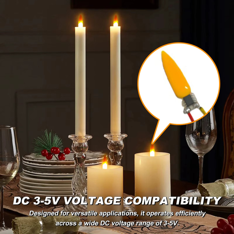 KISUFU LED-Feuerdocht mit 2200K Flammen-LED-Filament für LED-Kerzen, DIY-Zubehör mit 2-Pin, USB oder 3AA Batteriebox - Bild 2