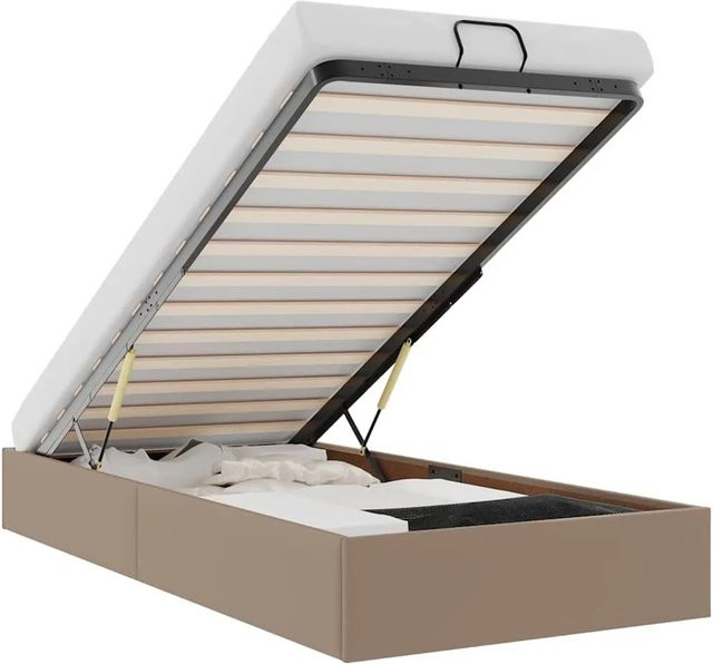 vidaXL Ottoman-Bett mit Lift-up-Funktion aus Kunstleder in Cappuccino, B/T/H: 100 x 200 x 23,5 cm - Bild 1