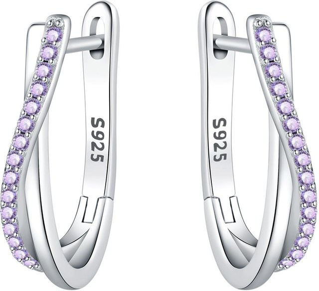 Orstarry Creolen, 925 Silber, Zirkonia, Lila, Damen - Bild 1