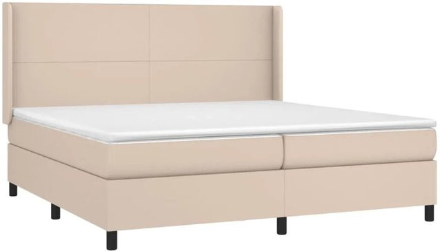 vidaXL Boxspringbett mit Matratze und LED in Cappuccino-Braun, Hybrid-Bett mit USB-Anschluss und Unterbettbeleuchtung, B/T/H: 200 x 180 x 203 cm - Bild 1