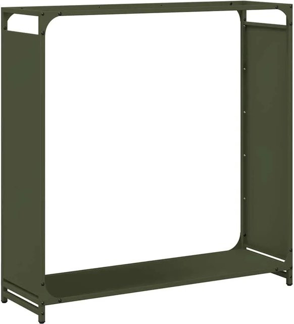 vidaXL Brennholzregal aus kaltgewalztem Stahl in Olivgrün, B/T/H: 90 x 28 x 90 cm - Bild 1