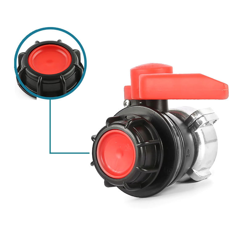 Adhere To Fly Kugelhahn mit 60 mm Gewinde und Stützadapter für IBC-Tank Auslassventil - Bild 5