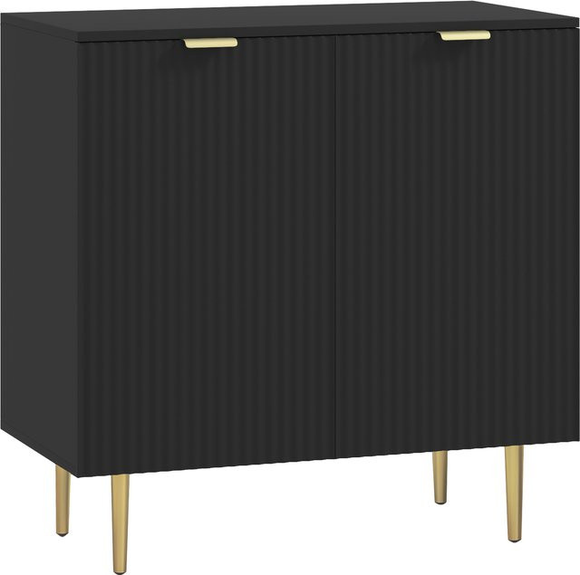 HOMCOM Küchenbuffet in Schwarz mit 2 Türen und verstellbarem Regal, B/T/H: 80 x 40 x 80 cm - Bild 1