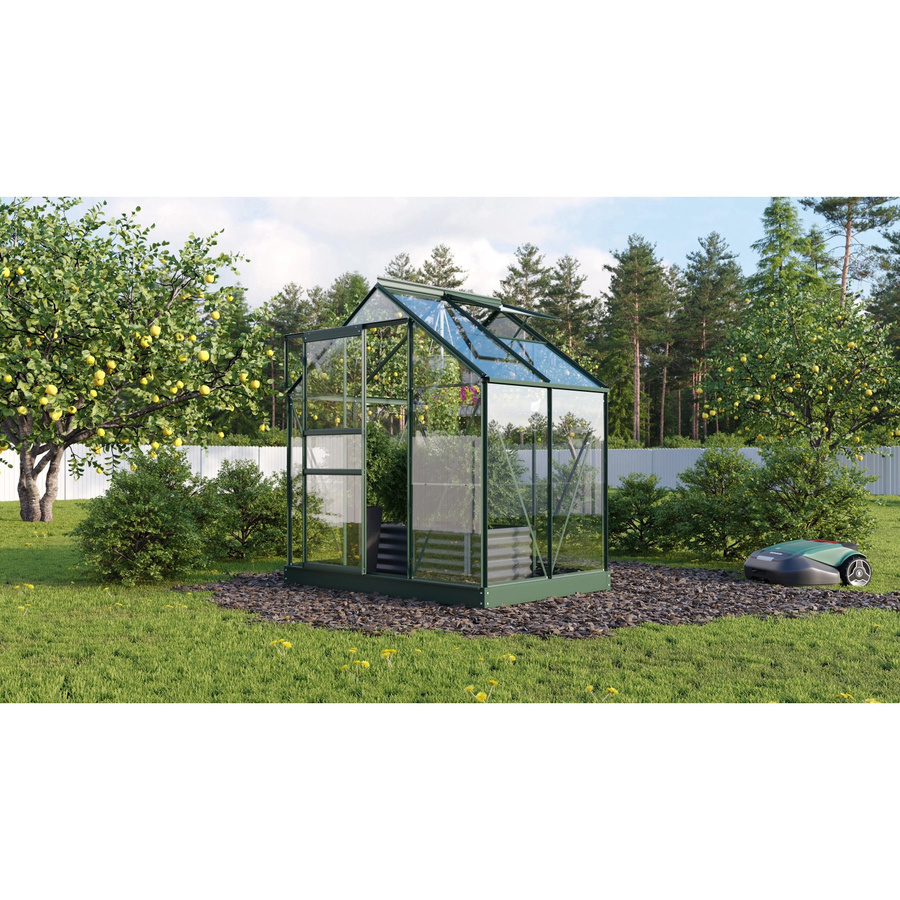 Vitavia Gewächshaus Planet 2500 mit Fundamentrahmen in Smaragdgrün, 2,5 m², mit ESG-Sicherheitsglas und Schiebetür - Bild 4